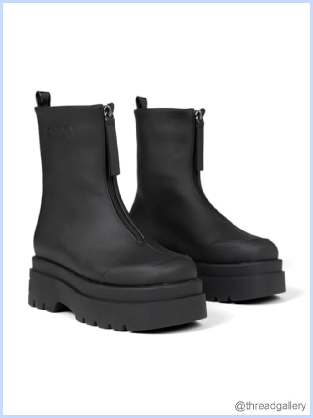 Platform Ankle Boots Chunky Mid Calf Combat Vegan Grape Leather